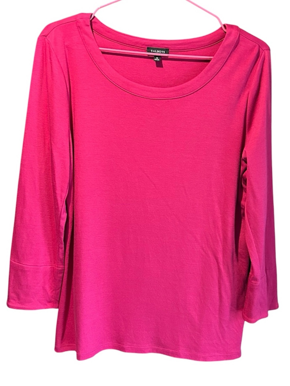 Talbots Bright Fuchsia Long-Sleeve Scoop Neck Top